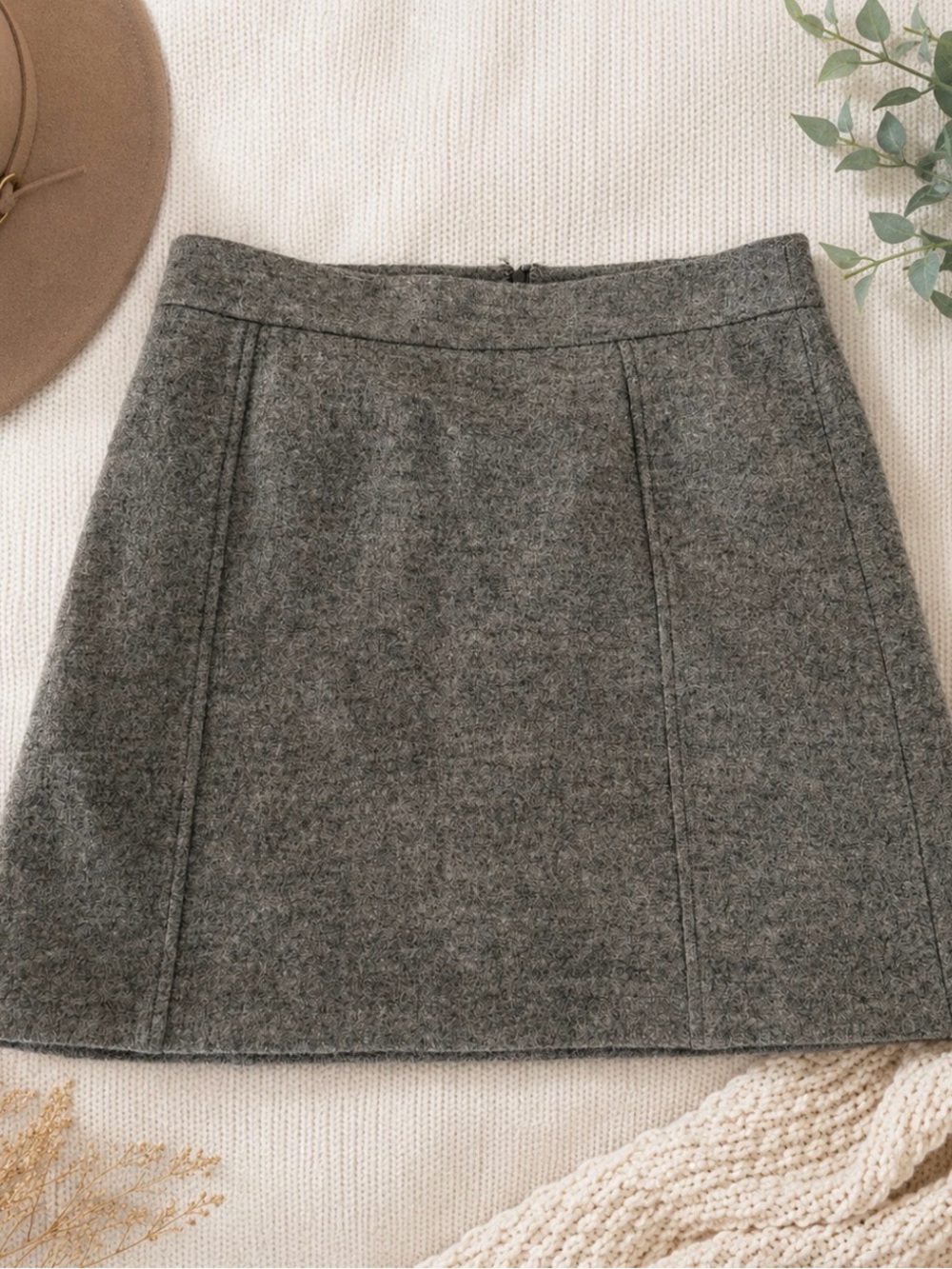 Ann Taylor Factory Gray Wool Blend Mini Skirt 8 Lined Office Classic A-Line